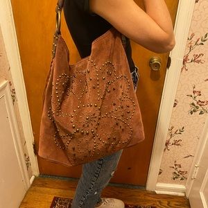 Lucky Brand Suede and Beaded Tote Bag